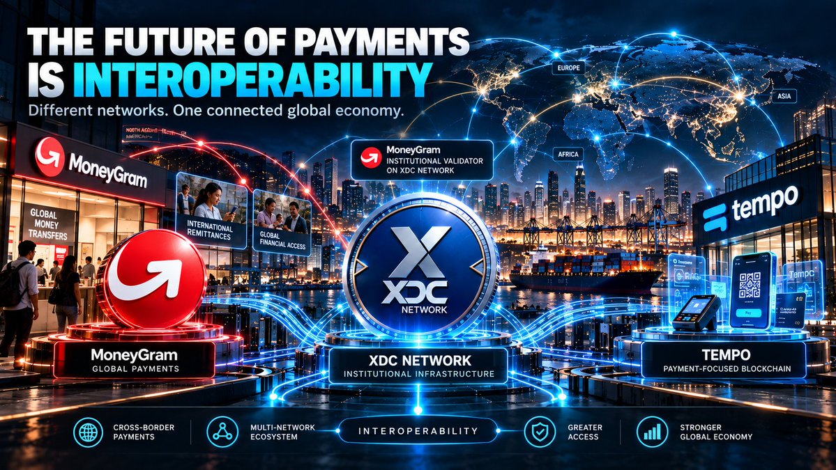 0xEthanChain's tweet photo. MoneyGram’s validator role on @XDCNetwork and its separate work with Tempo highlight the evolving blockchain payments landscape. Could interoperability connect payment networks and drive wider adoption?

#XDC #Blockchain #Payments https://t.co/5Sctwcvt59
