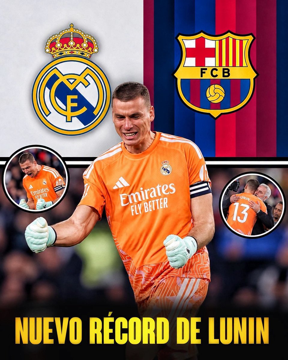 BlancaRedondoCa's tweet photo. 🚨💣 RÉCORD: ¡¡NUEVO RÉCORD DEL SEGUNDO MEJOR DEL MUNDO LUNIN!! 🔥👏🏻

Andriy Lunin se convierte en el PRIMER PORTERO EN LA HISTORIA DEL CLÁSICO en ganar al menos 4 de sus primeros 5  Clásicos. https://t.co/hwMkN2Md5E
