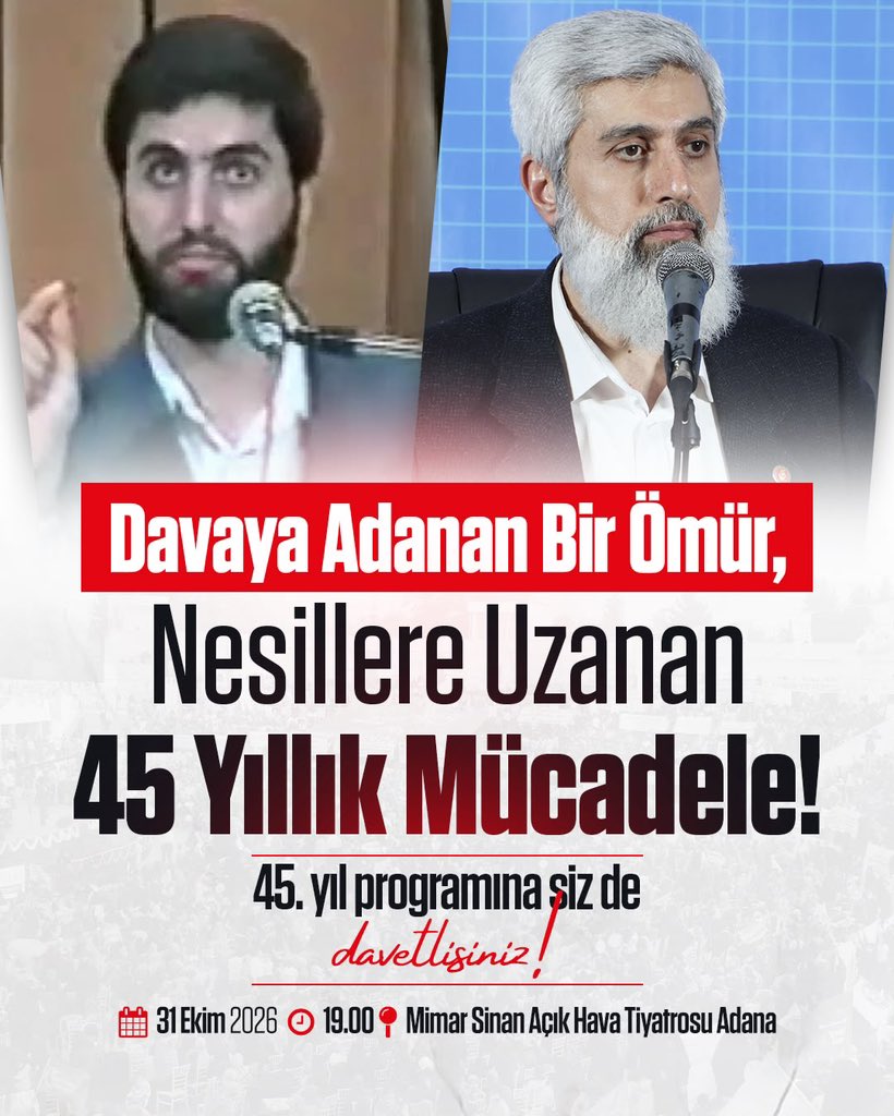 yakupsahin03's tweet photo. Davaya adanan bir ömür…
Nesillere uzanan 45 yıllık mücadele…

#FurkanHareketi45Yaşında
BüyükBuluşmaya HazırMısınız
31Ekim AdanaMimarSinandayız https://t.co/7WaZ3JnkWZ