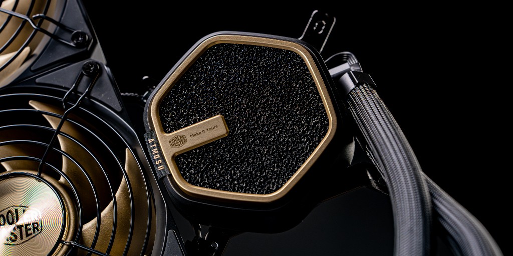 CoolerMaster's tweet photo. Only 1,999 will ever exist.

MasterLiquid Atmos II Pro GOLD Limited Edition.

Upgraded G9B V2 pump.
3× all-aluminum MasterFan A120 Gold.
Magnetic interchangeable pump covers.
Individually numbered worldwide.

Performance, refined in gold.

https://t.co/PMs8lComuQ

#CoolerMaster #MasterLiquid