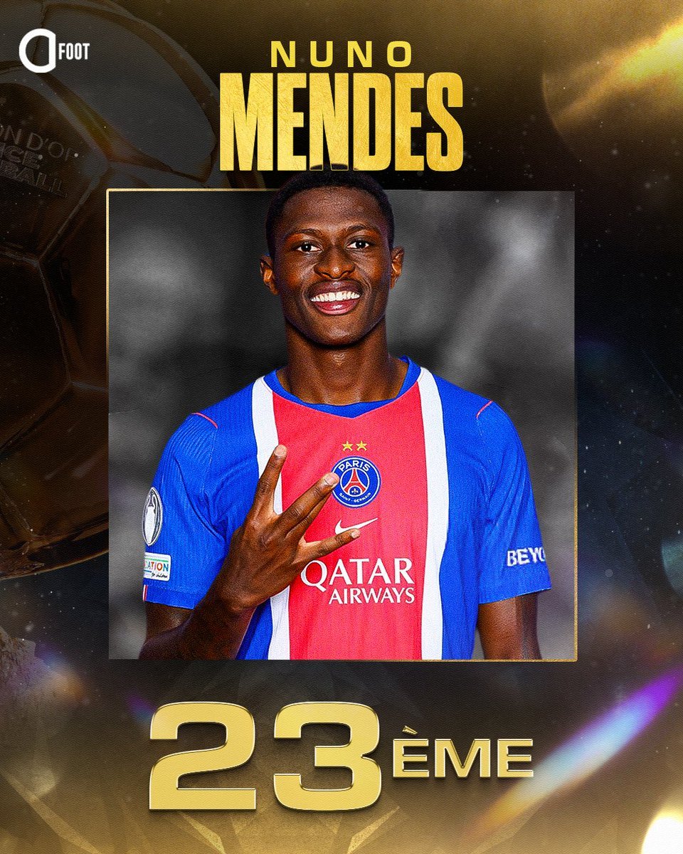 ActuFoot_'s tweet photo. 2025 : 10ème

2026 : 23ème

Nuno Mendes 🇵🇹 méritait vraiment de perdre 13 places au classement cette année ? 🤔 https://t.co/L0M7KPK5is