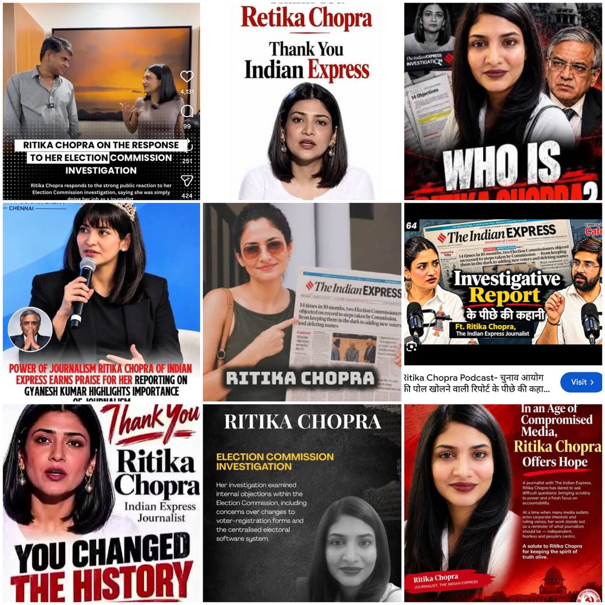 total_woke_'s tweet photo. Entire Vote Chori drama was created by Indian Express with flimsy research & fake claims, published on the day SC was taking up a case about ECI appointments. To put pressure on courts.

The substance in the report was so weak, the conclusions so motivated & far fetched, it should not have got published. But dhanda pressure...

So to hide the lack of substance, from day 1 they started talking about Ritika Chopra, presented her as a hero. Reverse ad-hominem. Glorify an author so their work will appear good.

That fraud came crashing down today at Supreme Court...

Shame on Indian Express!