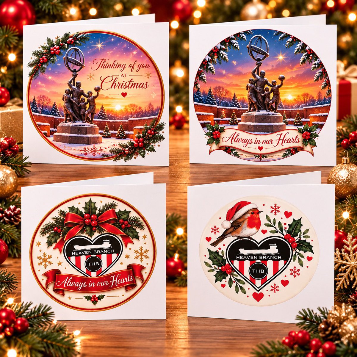 JoanneYougson's tweet photo. Each year, our Heaven Branch community designs, votes for &amp; makes Christmas cards &amp; baubles, created for fans navigating grief at Christmas
On sale at @FansMuseum 14th &amp; 15th Nov
Online soon with help from @Mal745w 
All Money funds the bereavement support we offer - prices ⬇️ https://t.co/IhqEHCOUQb