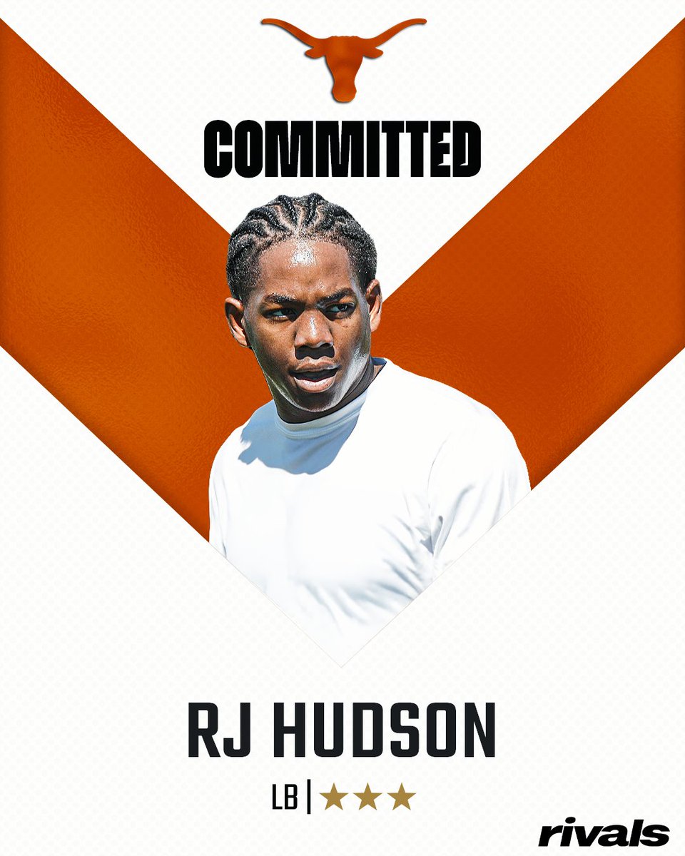 Rivals's tweet photo. 🚨BREAKING🚨 2027 LB RJ Hudson has committed to Texas, @ChadSimmons_ reports🤘

Read: https://t.co/6cSKfDLAKD https://t.co/txaZzkKwwF