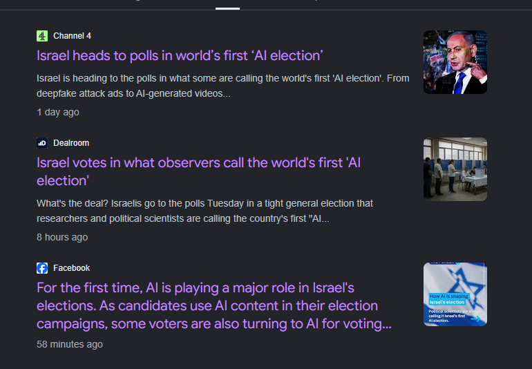 PetalSoI's tweet photo. Wtf Israel are creating a Netanyahu AI for the upcoming Election and everyone is reporting on it

https://t.co/hCcnWT4eoS
https://t.co/wDKTkjuEuZ https://t.co/EjyCR6b9ms