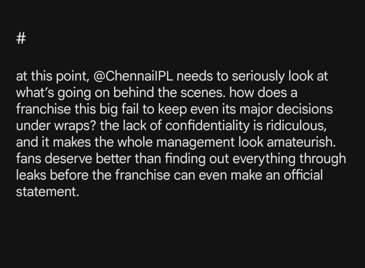 tim_drakez's tweet photo. atleast we used to have the eagerness in your announcements which seems like a joke rn @ChennaiIPL 💔 please sort this out https://t.co/eNNkbre5Uv