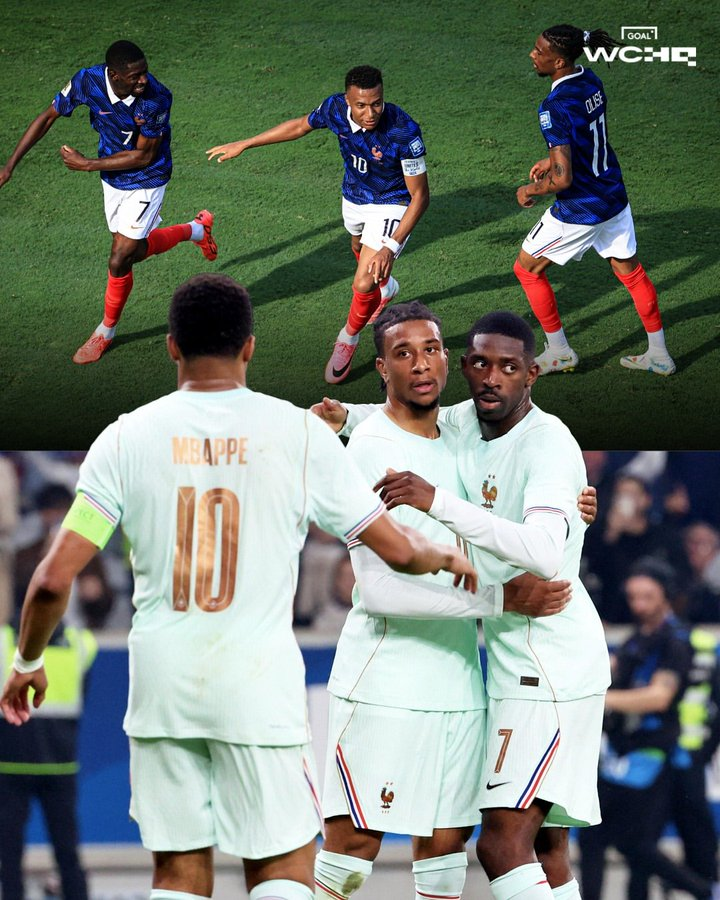 ShuffleFC's tweet photo. 🚨| Kylian Mbappe, Michael Olise and Dembele have all been placed NEXT to each other in the Ballon d'or ceremony. 🇫🇷🌕 https://t.co/zSuH8XH75h