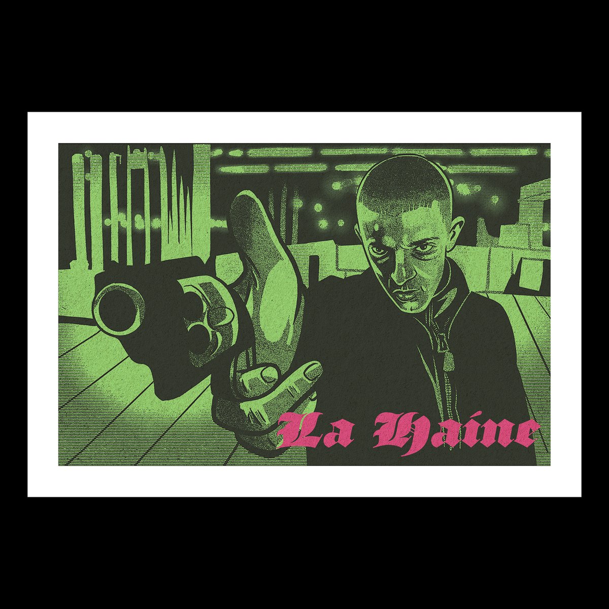 CarnyBoy's tweet photo. ‘Vinz’ as played by Vincent Cassel in Mathieu Kassovitz’s ‘La Haine (HATE)’ … 10/10 … "La haine attire la haine!" … Soundtrack: ‘Fight The Power’ by Public Enemy … @procreate #film #France #French #MathieuKassovitz #vincentcassel #LaHaine @lahaine.1995 (prints available) ... https://t.co/DarWq3XaB6