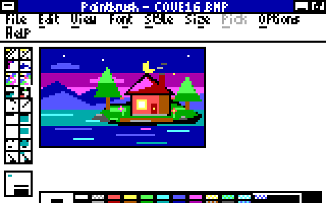 chaddoebelin's tweet photo. Windows 3.0 CGA 16 color driver at 160x100 https://t.co/jV56cDZ0MS