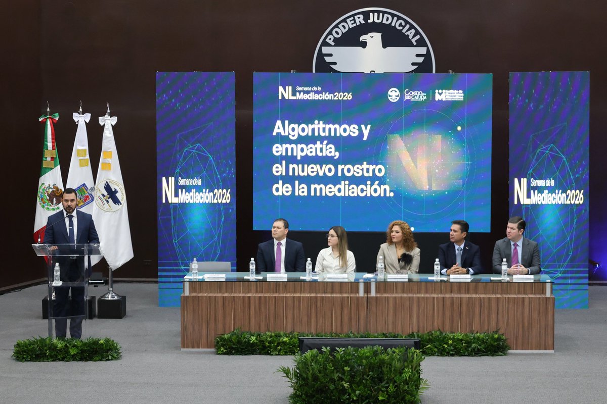 poderjudicialnl's tweet photo. El #PJENL inauguró la Semana de la Mediación 2026, un espacio que impulsa el diálogo, la construcción de acuerdos y la difusión de los mecanismos alternativos para la solución de controversias, como herramientas para fortalecer la cultura de paz.

 #SemanaDeLaMediación2026 https://t.co/CZMJxLGUjR