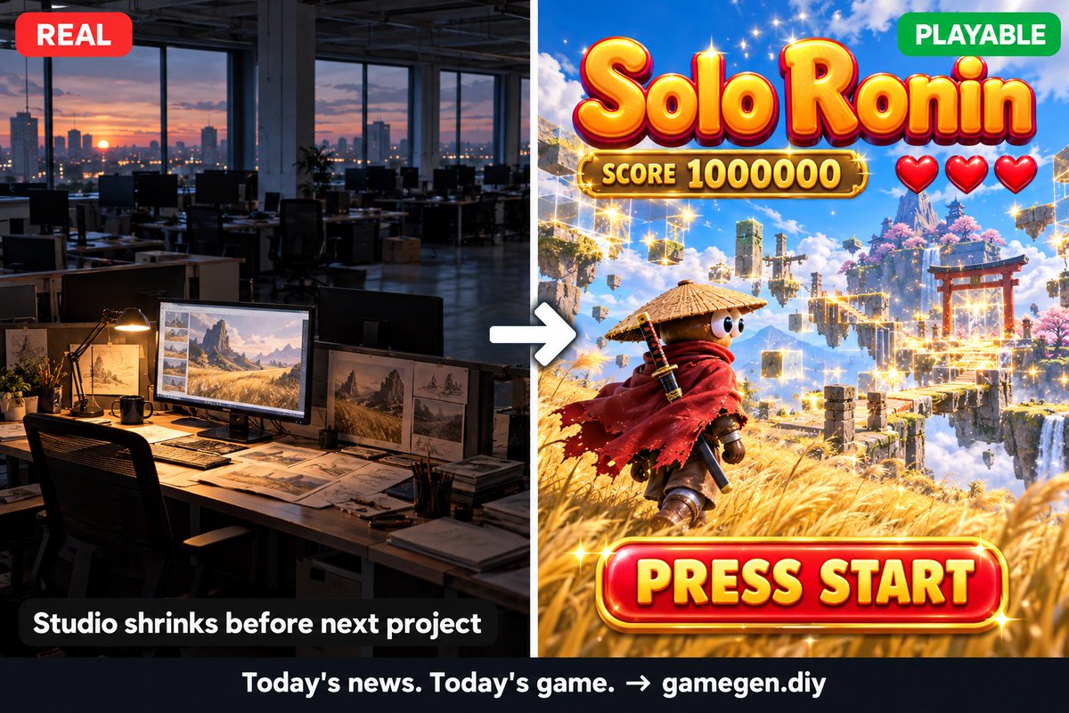 PlayGameGen's tweet photo. VGC reports Sucker Punch, the Ghost of Yotei studio, has reportedly laid off more than two dozen staff ahead of its next project. 🏯
Headcount shrinks before the next project starts.
Your whole pipeline: one sentence.

#GameGen https://t.co/kshWpi2IRx
