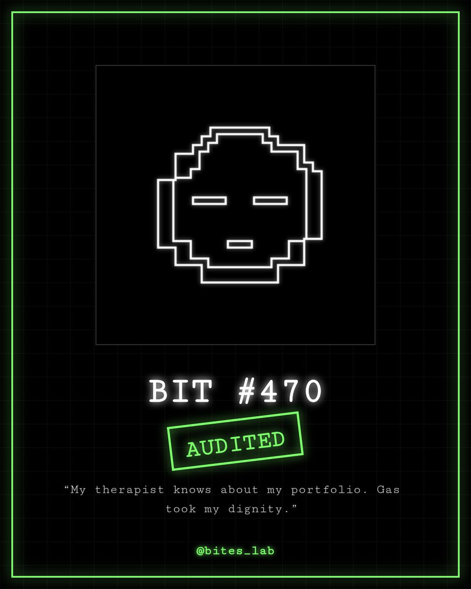 ffhinsl_'s tweet photo. My therapist knows about my portfolio. Gas took my dignity.

BIT #470 IS AUDITED BY @bites_lab https://t.co/bEul1N1Jo0