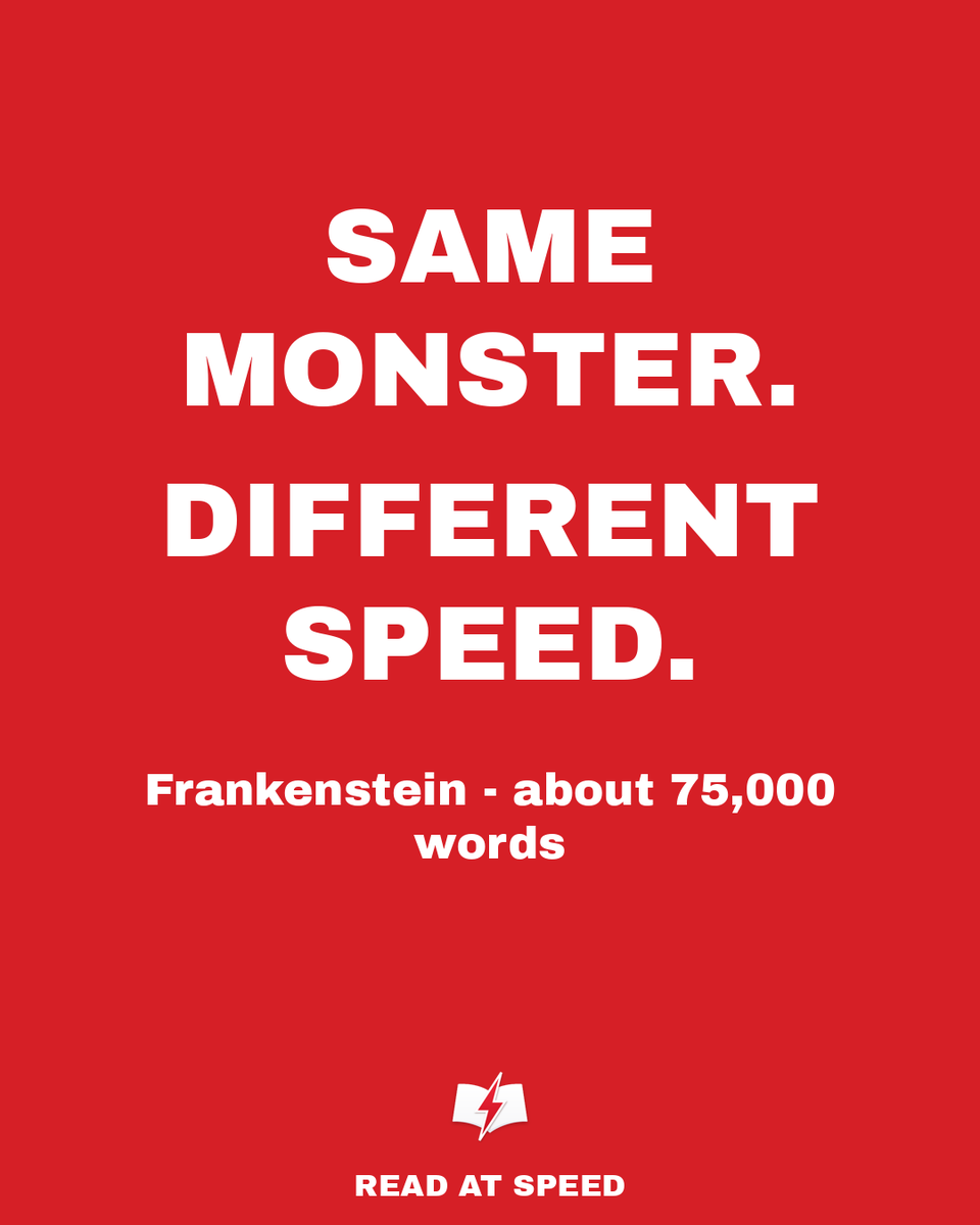 readatspeedapp's tweet photo. Frankenstein: 5 hours at 250 words a minute. 2.5 hours at 500. Same book. Same ending.

We need 12 Android testers. DM the Gmail on your Android phone for a free invite. It comes by email, so check Promotions.

What would you do with the spare 2.5 hours? https://t.co/aGGVNO9bgI