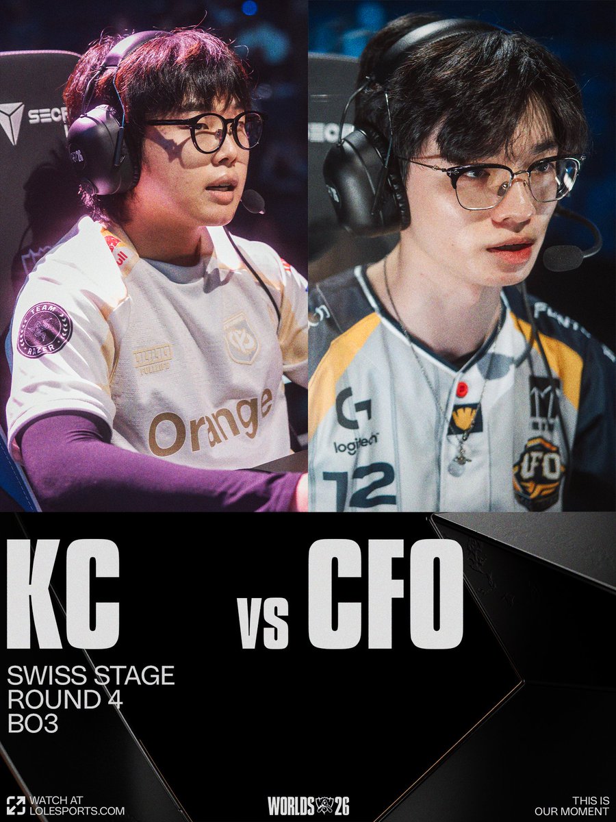 lolesports's tweet photo. #WORLDS2026 SWISS STAGE ROUND 4:

@KarmineCorp (1-2) versus @CTBC_cfo (1-2)! https://t.co/37L07Kmphy