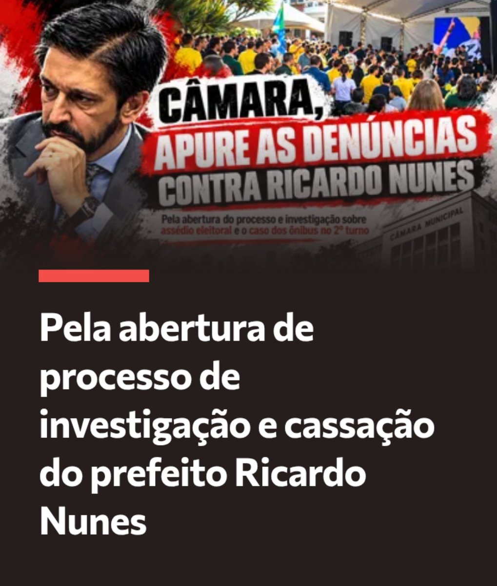 errorini404's tweet photo. 🚨 SP PRECISA DE RESPOSTA! 🚨
​Tá rolando um abaixo-assinado pra Câmara investigar o prefeito Ricardo Nunes.
​O transporte e o seu voto são sagrados! Assina aí pra pressionar os vereadores: https://t.co/yMoRGYeFdl

#10MilhoesSemUmFuzil 
#ExercitoDoLula https://t.co/LTasyvq5tE