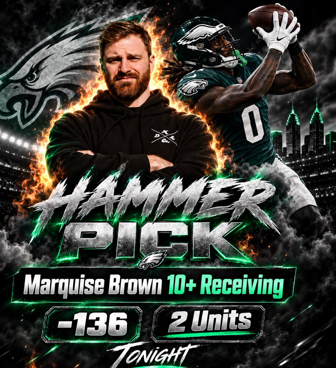 jspencer091's tweet photo. Saquan beat up
Smith is out 
Wicks is out 

I feel like this game could be an interesting divisional matchup. I do feel like Landen Dickerson being back helps Barkley but will his rep count go down? This play is an easy one for me with eagle’s basically only having Goedert, Lemon and brown. 

If this play hits and it doesn’t get blown up I won’t be posting multiple free hammer plays in a week.