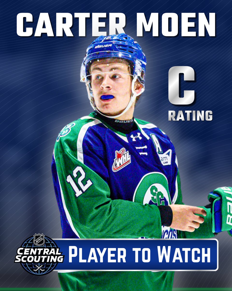 SCBroncos's tweet photo. Congratulations to Broncos forward Carter Moen on being named to NHL Central Scouting’s Preliminary Players to Watch List! 👏🐴

Moen received a ‘C’ rating as a projected fourth or fifth-round candidate. https://t.co/3kORLrDFh1
