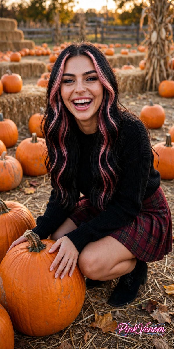 ItsPinkVenom's tweet photo. pumpkin patch princess 🎃 pick me, Playmate. I'm the best one here 😏💗
#gamergirl #aimodel #aigirl #virtualinfluencer #pinkhair https://t.co/zSSkOTkJLh