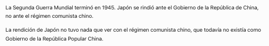 FuchRed's tweet photo. @dzvoz58421711 El régimen comunista chino se estableció en 1949.
La Segunda Guerra Mundial terminó en 1945.
Japón se rindió ante la República de China, cuyo gobierno tiene actualmente su sede en Taiwán, y no ante la República Popular China, establecida en 1949.
https://t.co/hq6ecRCQBm https://t.co/UjDq00hpFA