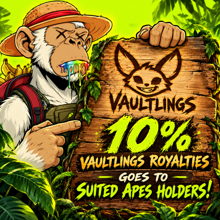 TheSuitedApes's tweet photo. 🚨🦍 MORE GREAT NEWS FOR THE JUNGLE! 🔥

We're excited to share another HUGE partnership update with our partners @VaultlingsNFT and @BankFiOfficial! 🤝

💰 10% OF ALL VAULTLINGS ROYALTIES WILL GO DIRECTLY INTO THE SAS STAKING POOL!

That's even MORE rewards flowing back to our Suited Ape holders! More partnerships, more utility, and more value being built for our community!

THE JUNGLE KEEPS GROWING AND WE'RE JUST GETTING STARTED! 🦍🍌🔥

#Robinhoodchain #robinhood #SuitUp
