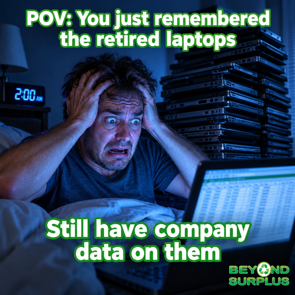 BeyondSurplus's tweet photo. Waking up in a cold sweat at 2 AM because that stack of retired office laptops is definitely still holding customer data.

Clear the IT closet, wipe the drives, and get some real sleep.

#ITAD #CyberSecurity https://t.co/fgC4XoUKUI