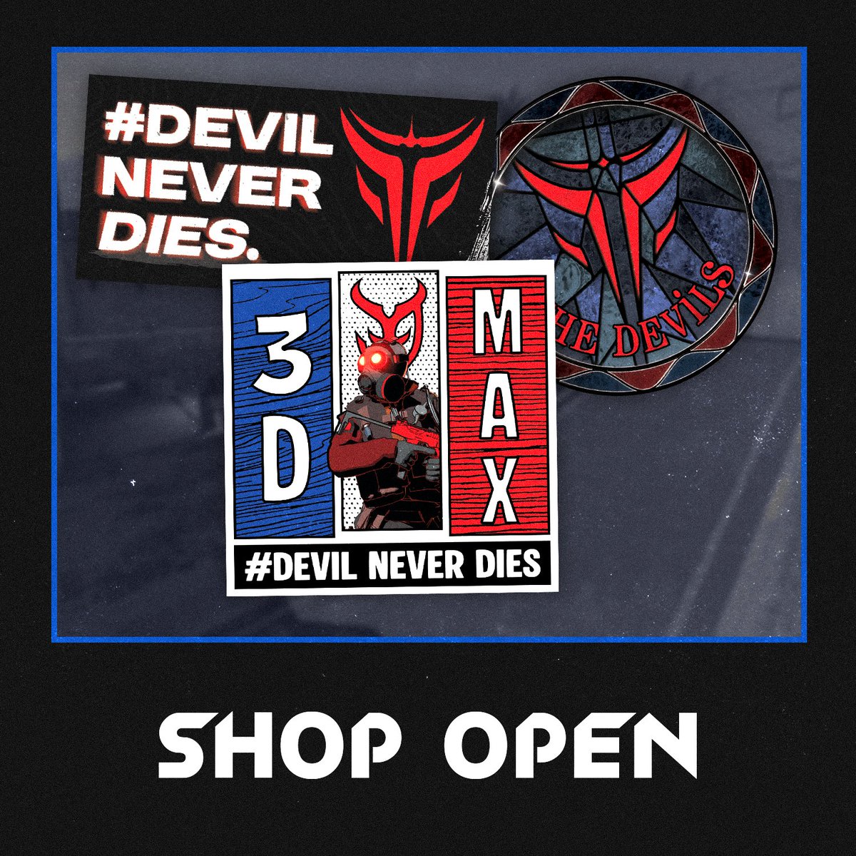 TheDevils_FR's tweet photo. ELLE EST ENFIN LÀ 🥳
Notre boutique fait officiellement son arrivée !

En souvenir du passage de l'équipe chez 3DMAX, vous pouvez dès maintenant vous procurer des stickers de l'équipe via deux pochettes disponibles !

👉 https://t.co/ozYjDNqjg8
🕰️ Précommandes du 26/10 au 15/11
✈️ Expéditions à partir de la fermeture des précommandes

Vos achats permettent de nous soutenir dans ce projet, et de faire grandir l'association. Merci à vous 💙