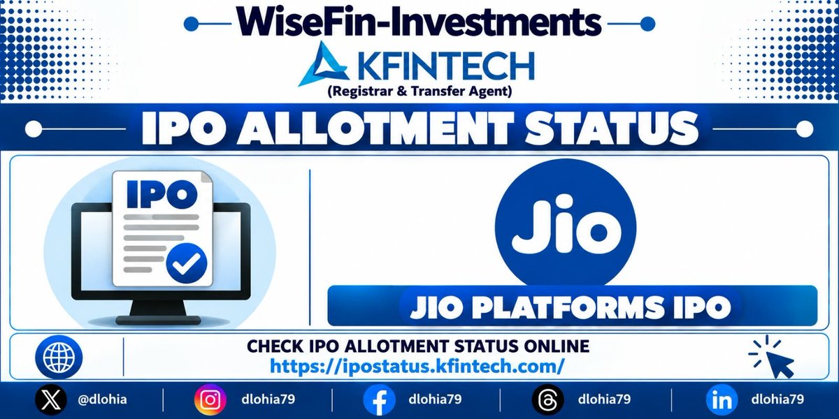 dlohia's tweet photo. Did you get an allotment in the Jio Platforms IPO? 👀

Share your status below - Allotted or Not Allotted ?

#Jio #Platforms #IPO, Allotment Link :

 https://t.co/we0vVrr8QS

#Nuvama #Nse #BSE #Nifty #Sensex  #ipoalert #equity #jioipo #ipoallotment https://t.co/QTQUaK1ArQ