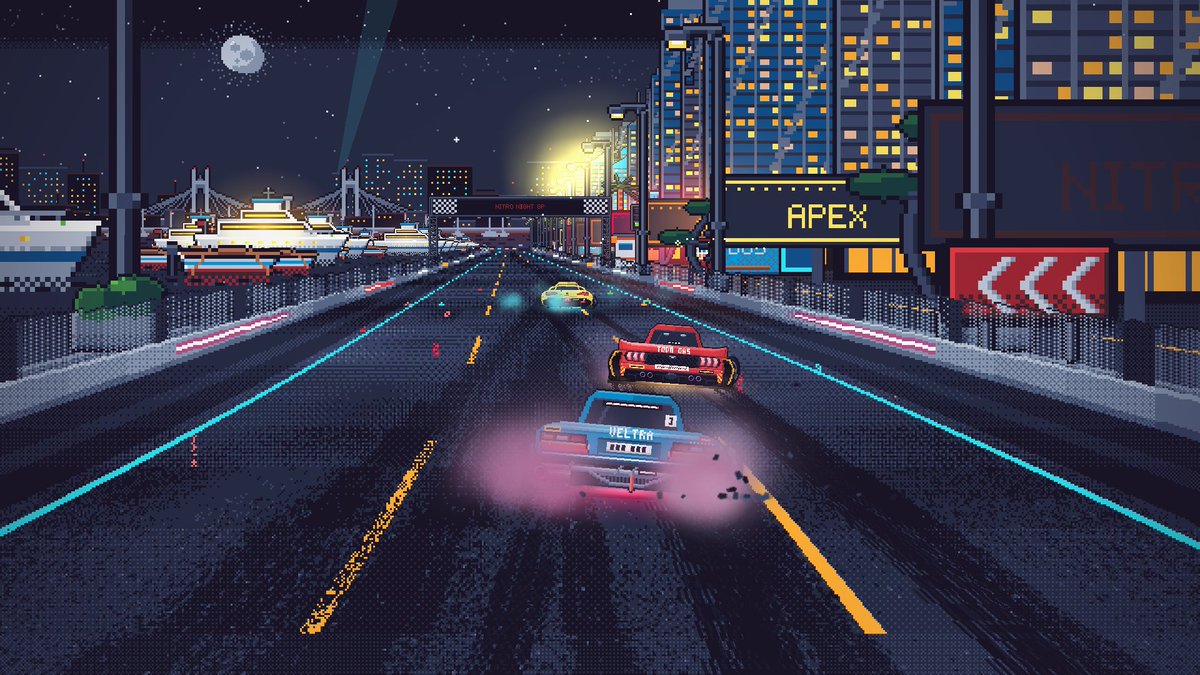 lainemotorsport's tweet photo. Pick your smoke colour. Then paint the city with it. #pixelart #drift #gamedev https://t.co/uWam9wVJpC