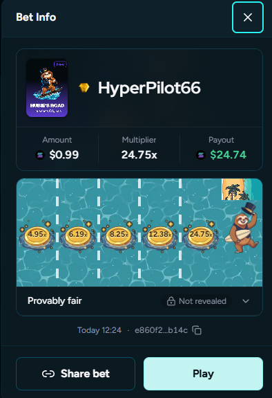 AlmoaBery50708's tweet photo. @housebets HyperPilot66 (bet was $1 dk why it says 0.99) https://t.co/GTtmFSBdYS