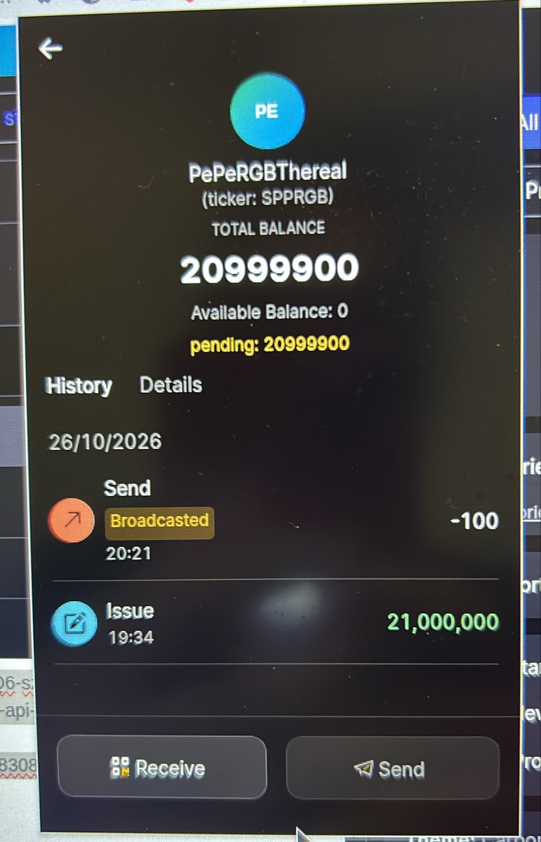 PPRGBthereal's tweet photo. @unisat_wallet first #RGB transfer with 100 SPPRGB 👀

Smoooth : 
- Every step is clear 
- Every missing element is handled , like free UTXO for RGB to use !
- step for receiving wallet acceptance super clear ( first time I see that ) 
- synch between both wallet perfect .
- broadcast , update both wallets !

Ok, I’m impressed now 🤗🔥🔥