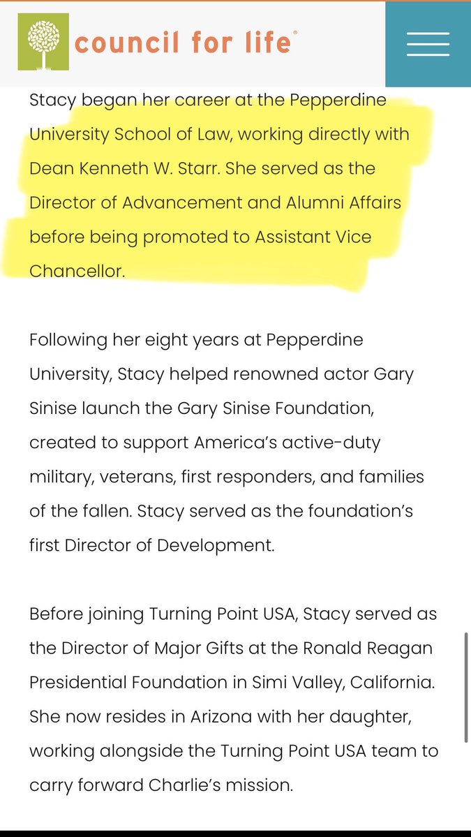 Mia_Stretch's tweet photo. 🚨EPSTEIN’S FIXER🚨

STACY SHERIDAN (TAYLOR)  Erika Frantzve’s TPUSA money connector  spent 8 years working directly for KEN STARR AT THE SAME TIME Starr was defending JEFFREY EPSTEIN against charges of raping and trafficking underage girls. @MrsErikaKirk 

STACY SHERIDAN, now Senior Director of Development at Turning Point USA, worked under STARR at Pepperdine Law the entire period he was on EPSTEIN’s legal team. 

STARR was Dean from 2004–2010. In 2007 he joined EPSTEIN’s elite defense. In 2008 he helped lock in the non-prosecution agreement that let EPSTEIN walk with a slap on the wrist, work release, and federal Immunity DISGUSTING 

SHERIDAN (then STACY TAYLOR) was Director of Advancement and Alumni Affairs under him during those years, then promoted to Assistant Vice Chancellor. 
Official bios confirm she worked “directly with” Dean KENNETH W. STARR.

Now she’s one of the top people raising money for TPUSA under Erika Kirk to “carry forward Charlie’s mission.”

She worked for the man who helped get EPSTEIN off while he was abusing girls. Then she became the money connector at Turning Point USA.

The timeline is public. The roles are public. The overlap is fully documented and there is More.. 
What the AF…