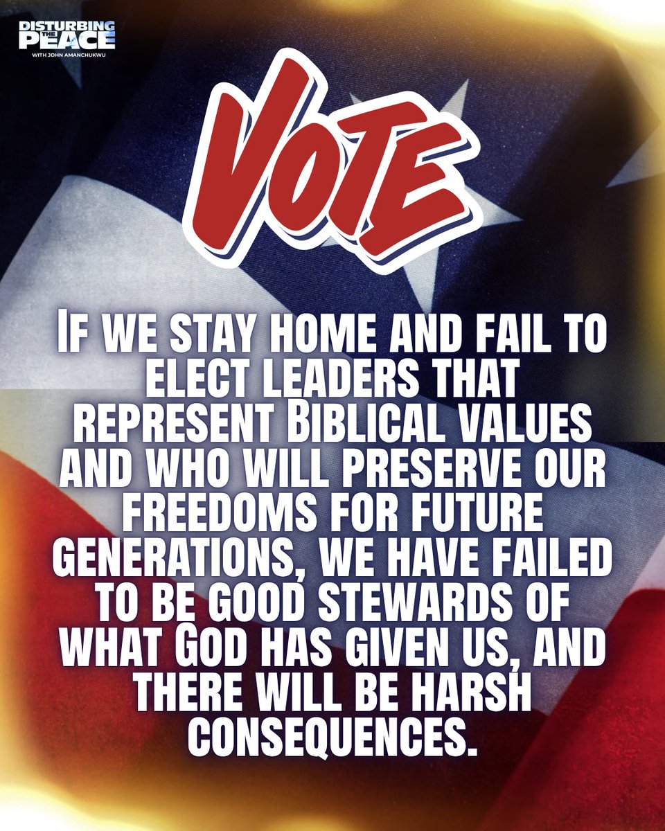 REVWUTRUTH's tweet photo. Will you be a good steward of this country that God has given us?! If so, vote in this 2026 midterm and vote your Biblical values!🇺🇸🗳️🙌🏾 https://t.co/CmyXNPKiNj