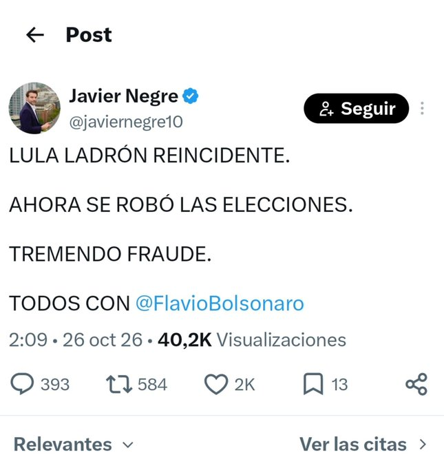 peralvarezm's tweet photo. Creo que el equipo jurídico de @LulaOficial debe tomar medidas.@_janoninho_fc
Como español me avergüenzo del mastuerzo y miserable @javiernegre10 https://t.co/CVfffpUS5f