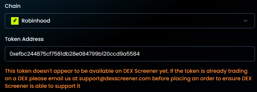 clusteronchain's tweet photo. @slowghhh we tried. dex screener hasn’t picked up $CLUSTER yet, so their order form won’t take it

we’ve messaged their support to get it indexed. the minute it shows up, it’s paid. https://t.co/2gLUSZnDWF