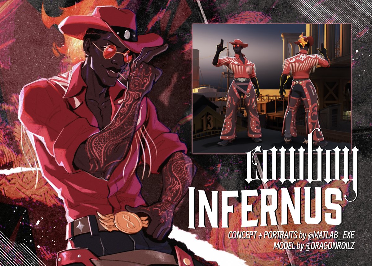 matlab_exe's tweet photo. "hey little troublemaker."

cowboy infernus is now available for download just in time for halloween ❤️‍🔥 thank you @DragonRoIlZ for making my design come to life.

#deadlock https://t.co/ff7CoVddg5