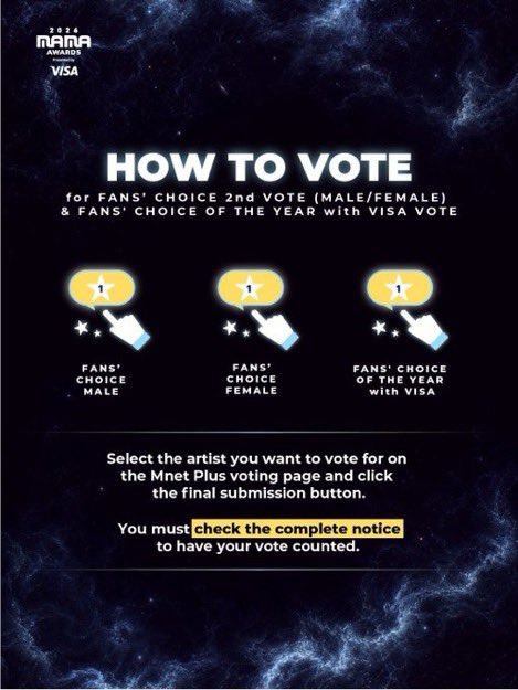 sugamihoney's tweet photo. 🚨 ARMYS, ATENCIÓN. FALTAN DOS DÍAS PARA QUE LA SEGUNDA RONDA DE LOS MAMA EMPIECE EN LA APP DE MNET. Ya han dado los pasos a seguir de como votar en la categoria: FAN CHOICE MALE CON VISA POR BTS ‼️

- Se debe de votar una vez por dispositivo utilizando el mismo ID
- Solo se vota un artista en cada categoría.
- Se debe votar en las 3 categorías para completar el voto 
- La primera ronda no se incluye en la segunda ronda

⚠️ termina el 8 de Noviembre a las 0:00 KST