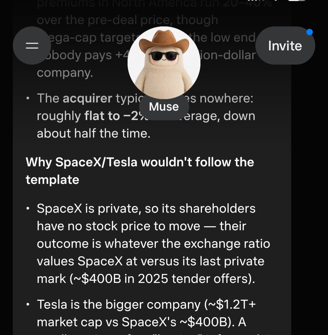 GatsbyOptions's tweet photo. @optionscjp @nima_owji @bot My Muse doesn't even know SpaceX is a public company 🤣😭. Crazy huh https://t.co/j64ZggBrzd