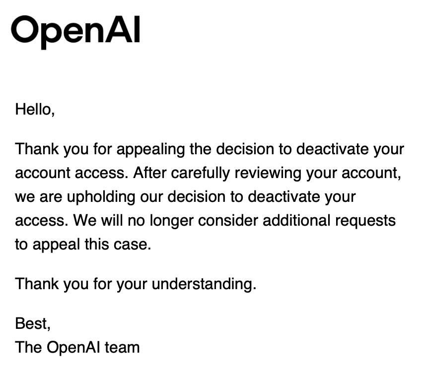 mauricekleine's tweet photo. This sucks!!

I lost my main @OpenAI account after using Codex to analyze access logs to my own apps and services 🤯

I've been using this account since the beginning, and even appealing the decision did not make a change.

What can I do? https://t.co/acej7HnIFp