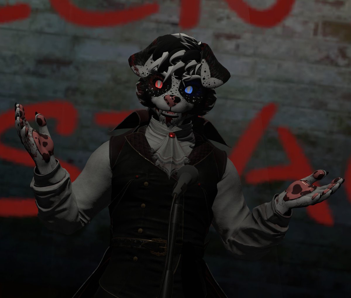 Kodiax_NV's tweet photo. Happy Halloween week!! I hope everyone has a good time celebrating the spookiest time of the year! 🎃

As for me? I am feeling rather parched... if anyone is offering a drink, I wouldn't mind a sip...! 🧛

Catch me on VRchat some time :) https://t.co/9qJIg2nUbS