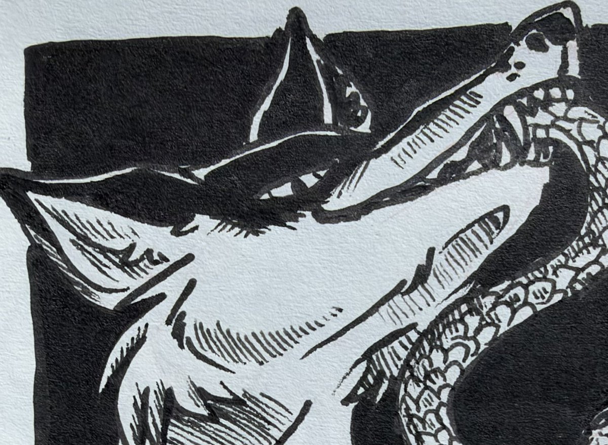 TrailingFeather's tweet photo. Foxtober Day 26: Slither

Inspired by @/ Razmerry ‘s ongoing comic “Ophidia” HIGHLY RECCOMEND they always do incredible visuals and writing! Hope I did the inspiration justice

#inktober #fox #fall #halloween #illustration https://t.co/ySvRgdPYN3