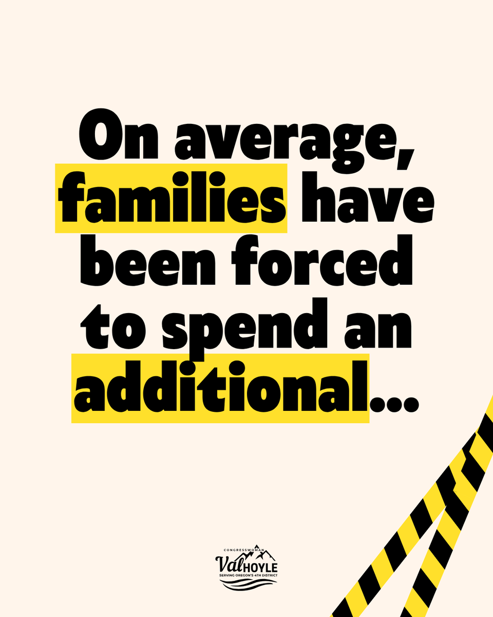 A cream-colored campaign graphic with large, bold black lettering and yellow highlights. A small campaign logo appears near the bottom, with diagonal black-and-yellow stripes along the lower-right edge.