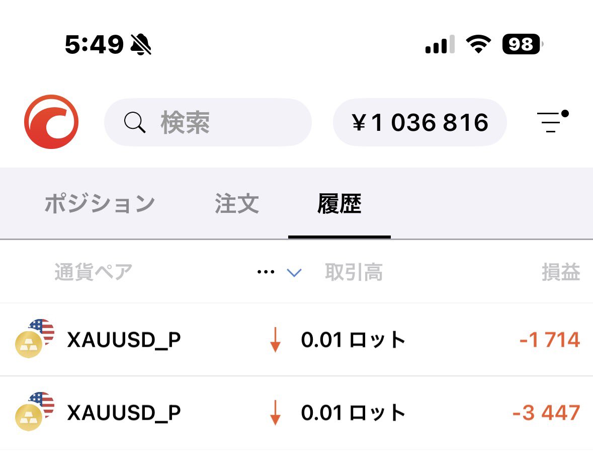 gtr_ea_lab's tweet photo. 損切り https://t.co/mmmIt1pZ31