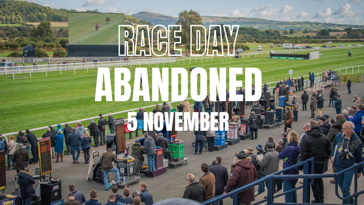 LudlowRaceClub's tweet photo. 🚨 FARMERS DAY – THURSDAY 5 NOVEMBER

We regret to announce racing has been abandoned due to ongoing ground recovery following the exceptionally dry summer.

🎟️ Ticket holders will be contacted regarding refunds.

Thank you for your understanding and support. https://t.co/mj30uuolkx