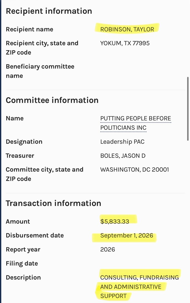 ErikaCA47's tweet photo. After MTG left Congress in January, she transferred her leftover campaign funds into a PAC. 

She has since been using that PAC as a personal piggy bank including flights, hotels, fine dining, and limo rides. She reimburses herself for "political expenses." Thousands every month.

She also pays her daughter nearly 6K a month for "consulting." Consulting what?

The purpose of a PAC is to raise funds and distribute it to ACTIVE politicians or causes. Not use it as a slush fund to travel the country for paid speaking events. 

The sooner you realize these losers are all just a bunch of self-serving grifters who only care about their own pockets, the better. Receipts. ⬇️