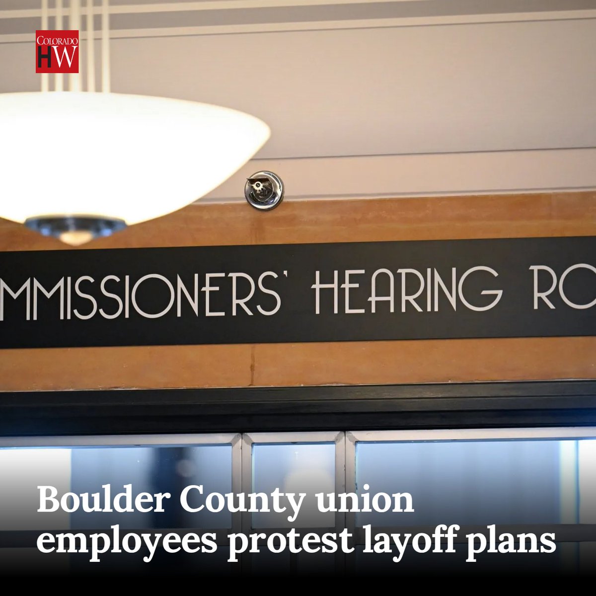 CoHoWeekly's tweet photo. Boulder County union employees protest layoff plans https://t.co/aTiOELphFn https://t.co/Z0DjYHCmDT
