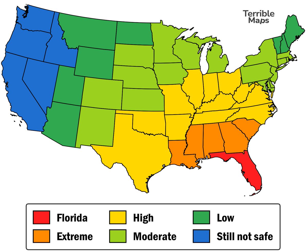 TerribleMaps's tweet photo. Danger presented by Florida https://t.co/i6JMUm4c1n