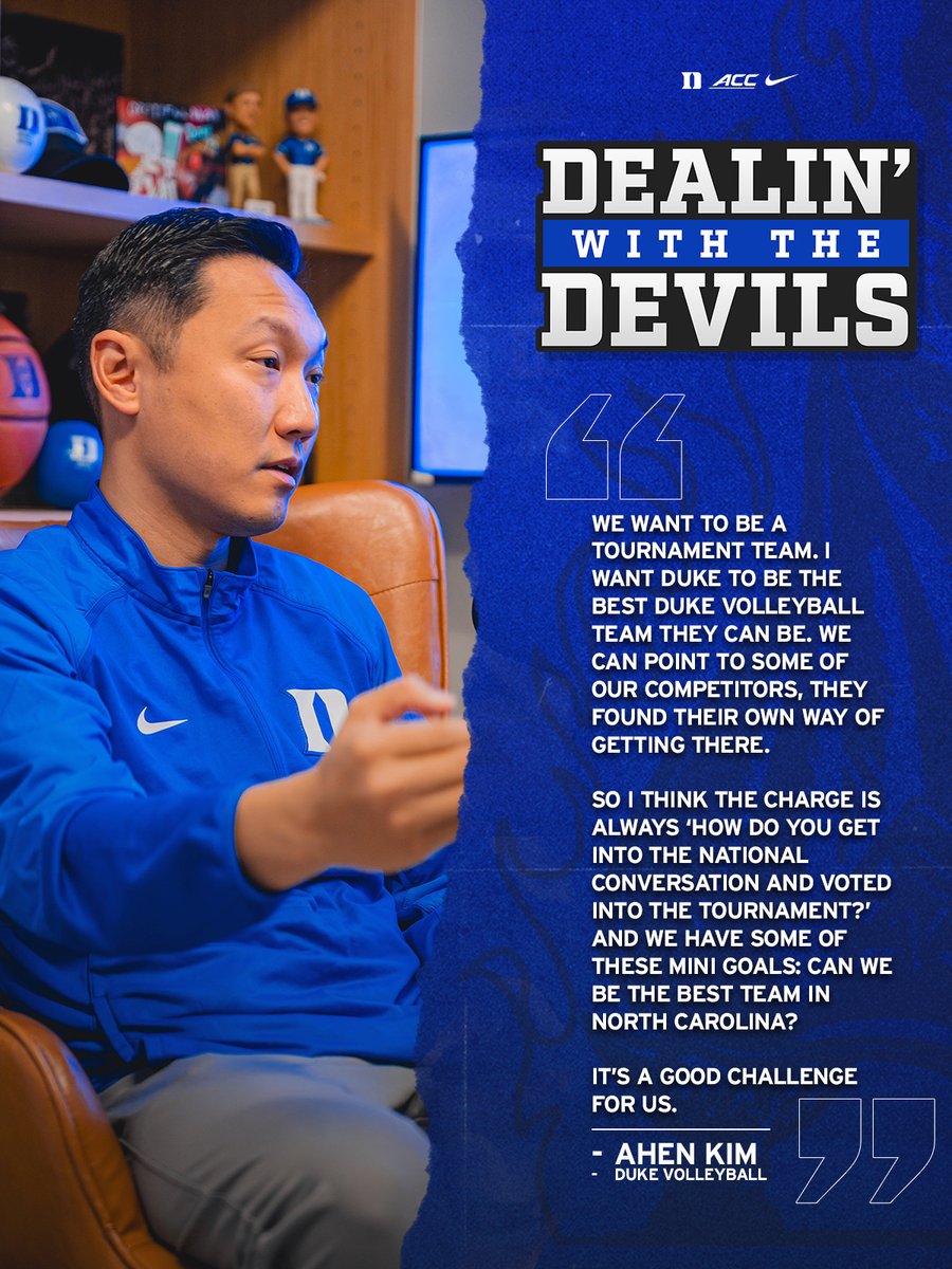 DukeATHLETICS's tweet photo. Setting the standard, one day at a time. 💙

@DukeVB Head Coach Ahen Kim talks program goals and the vision for Duke Volleyball. Catch the full conversation on Dealin’ with the Devils!

💻 https://t.co/kfgbc8fVNM
🎧 https://t.co/9X3iV9eY5q https://t.co/XGiuCe0uxK