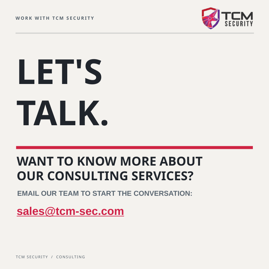 TCMSecurity's tweet photo. Teaching is incredibly important to us at TCM Security. It's a defining part of the fabric that makes us who we are. And that mission doesn't just simply sit with our content team - it extends to every single one of us, including our security consultants.

This final week of our #CyberAppreciation Month, we're acknowledging the "Orange Team," aka those who are responsible for cybersecurity education.

Check out what that ethos means to our #pentesting team specifically in today's explainer. 🟠

If you ever want to learn more about what our pentesters can do for your organization, reach out to sales@tcm-sec.com!