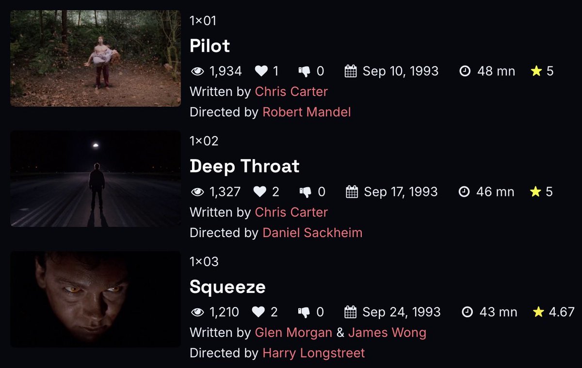 TheXFilesNews's tweet photo. @XFilesAesthetic 1x01 Pilot, 1x02 Deep Throat, 1x03 Squeez! The absolute best start of any TV series in the History of television. https://t.co/HN2IBgPR18