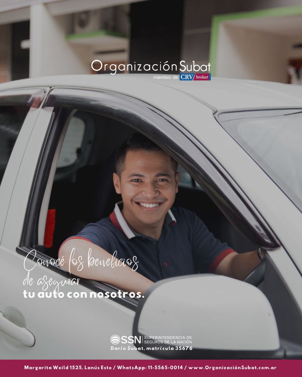 orgsubat's tweet photo. 🚗 En Organización Subat te asesoramos para encontrar el seguro ideal para vos y tu auto.

📍 Margarita Weild 1525 | Lanús Este
📲 Conectá con nosotros vía #WhatsApp al 11-5565-0014
🌐 https://t.co/OblBuuwRw7

#seguros #seguroderetiro #DarioSubat #segurodeauto #segurodemascotas https://t.co/zbBp9YERMM